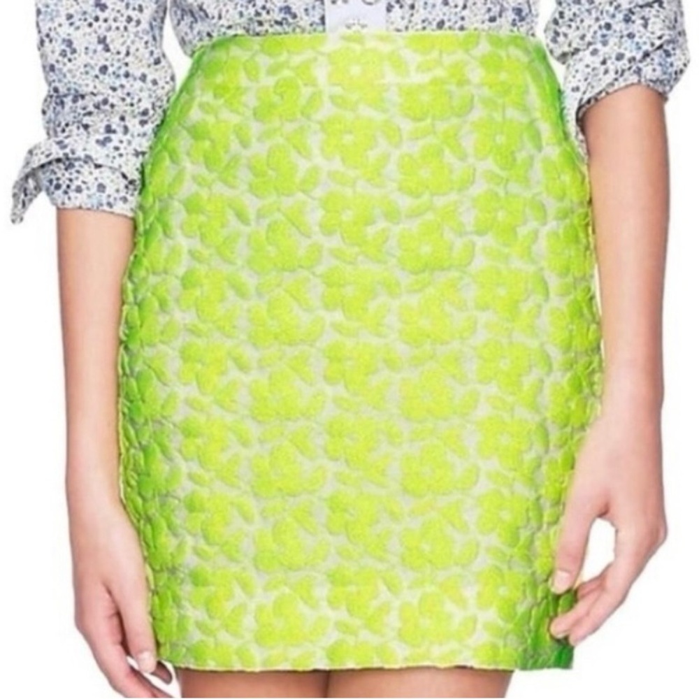 J. Crew - Highlighter Yellow Embroidered Mini Skirt